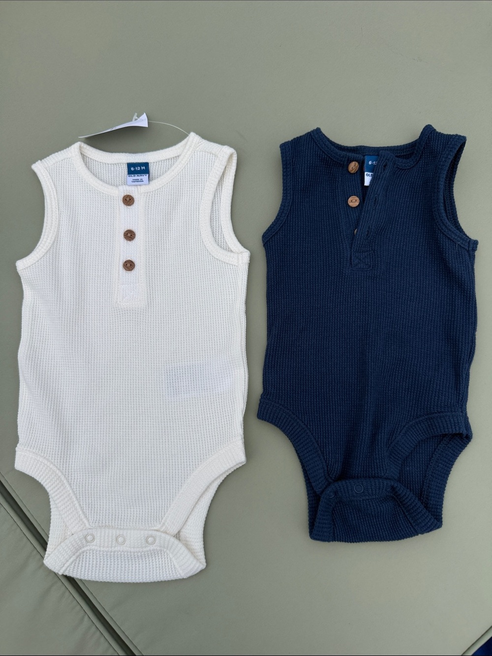 Old Navy Cream Knit Sleeveless Bodysuit with Wooden Buttons